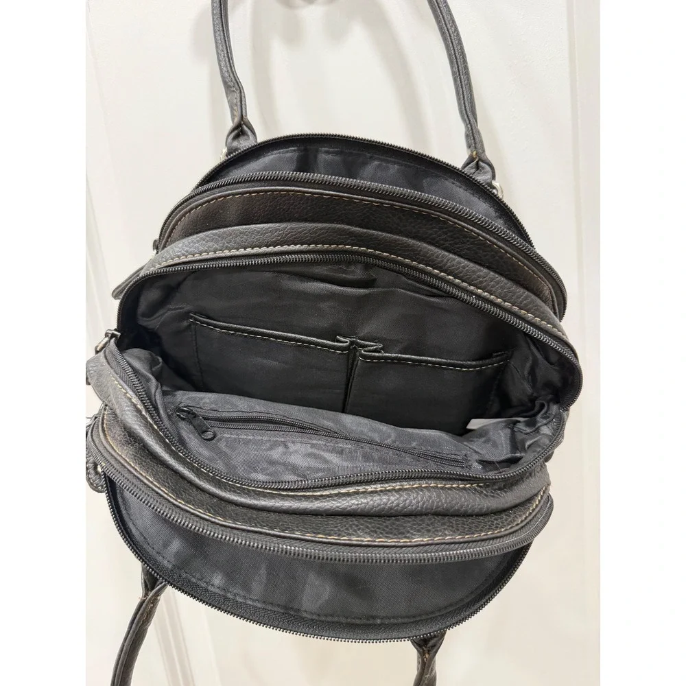 KOLTOV Black‎ Faux Leather Satchel Handbag Shoulder Bag Purse